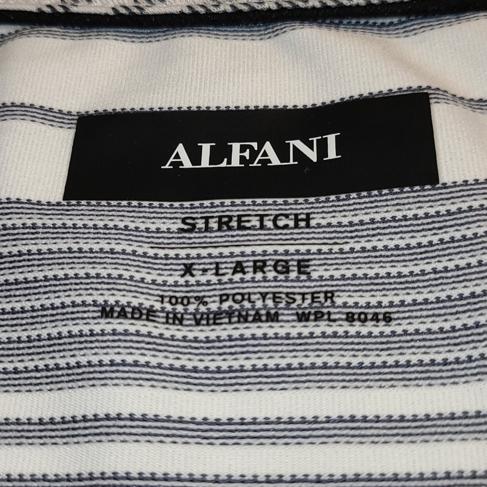 Alfani stretch V-neck geo white t-shirt - Picture 3 of 16